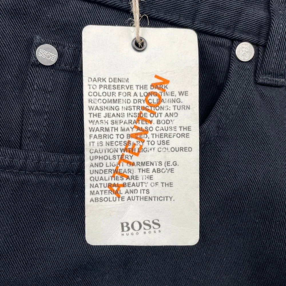 Hugo Boss Jeans Mens 38x32 Black Alabama Straight Leg Dark Denim Cotton NWT